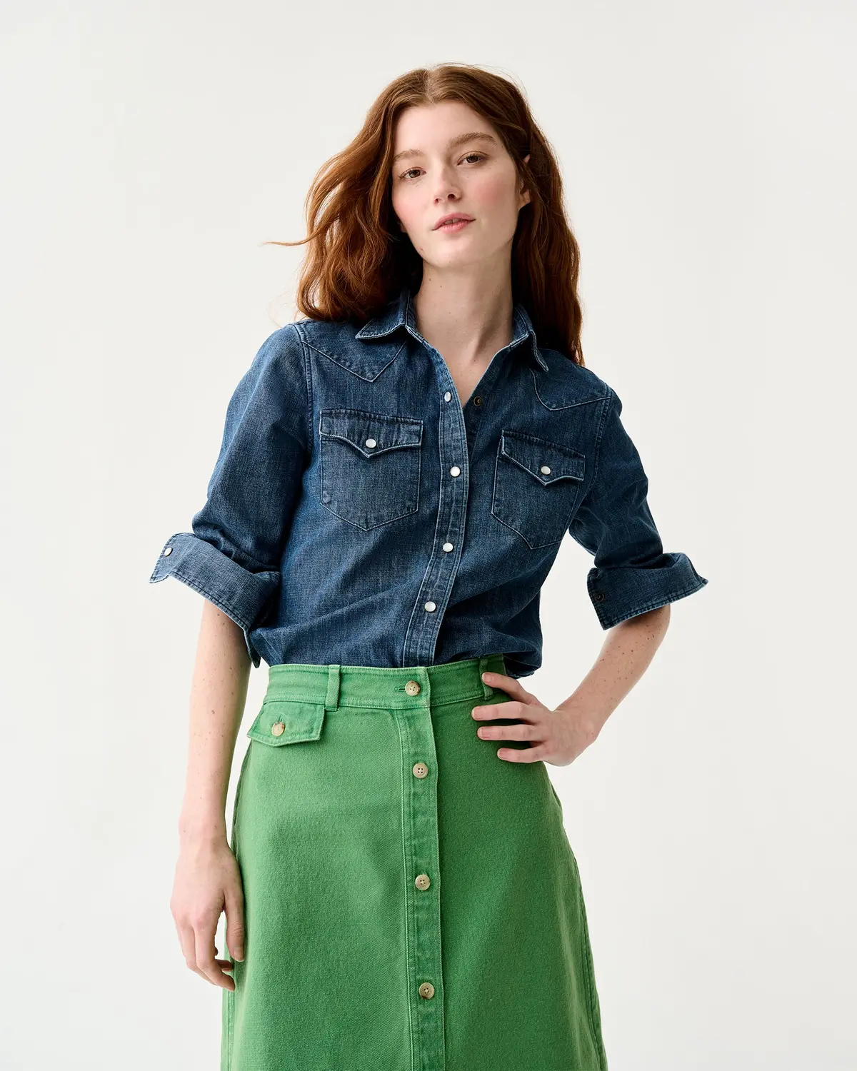 Western Shirt In 3-Year Indigo Lightweight Denim 1