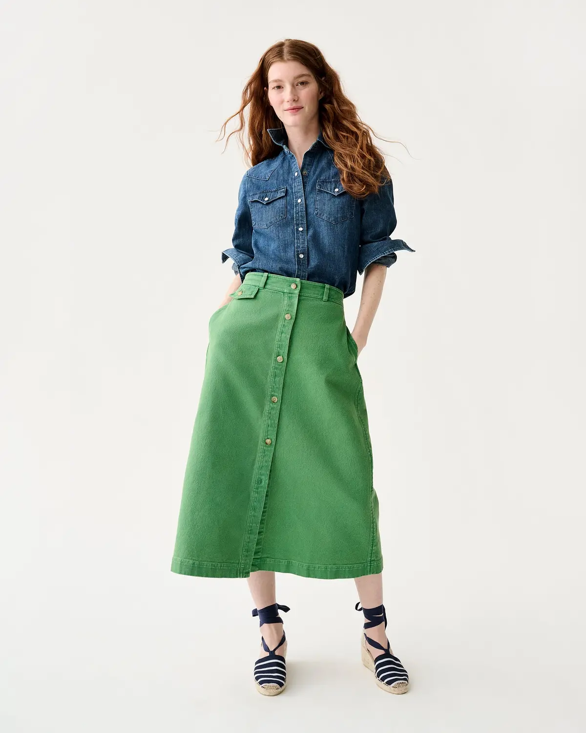 Robin Skirt In Green Stretch Canvas 1
