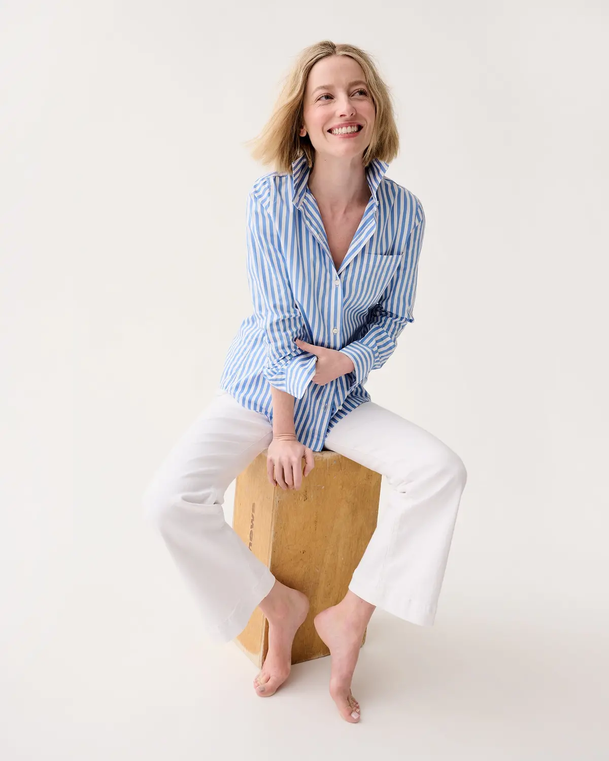 Sidney Shirt In Blue/White Awning Stripe Poplin 3