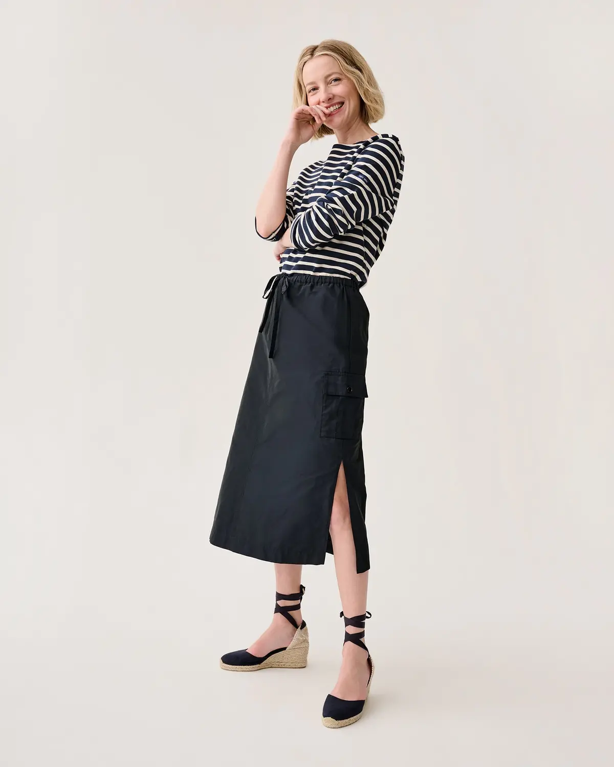 Willa Skirt In Navy Nylon Faille 1