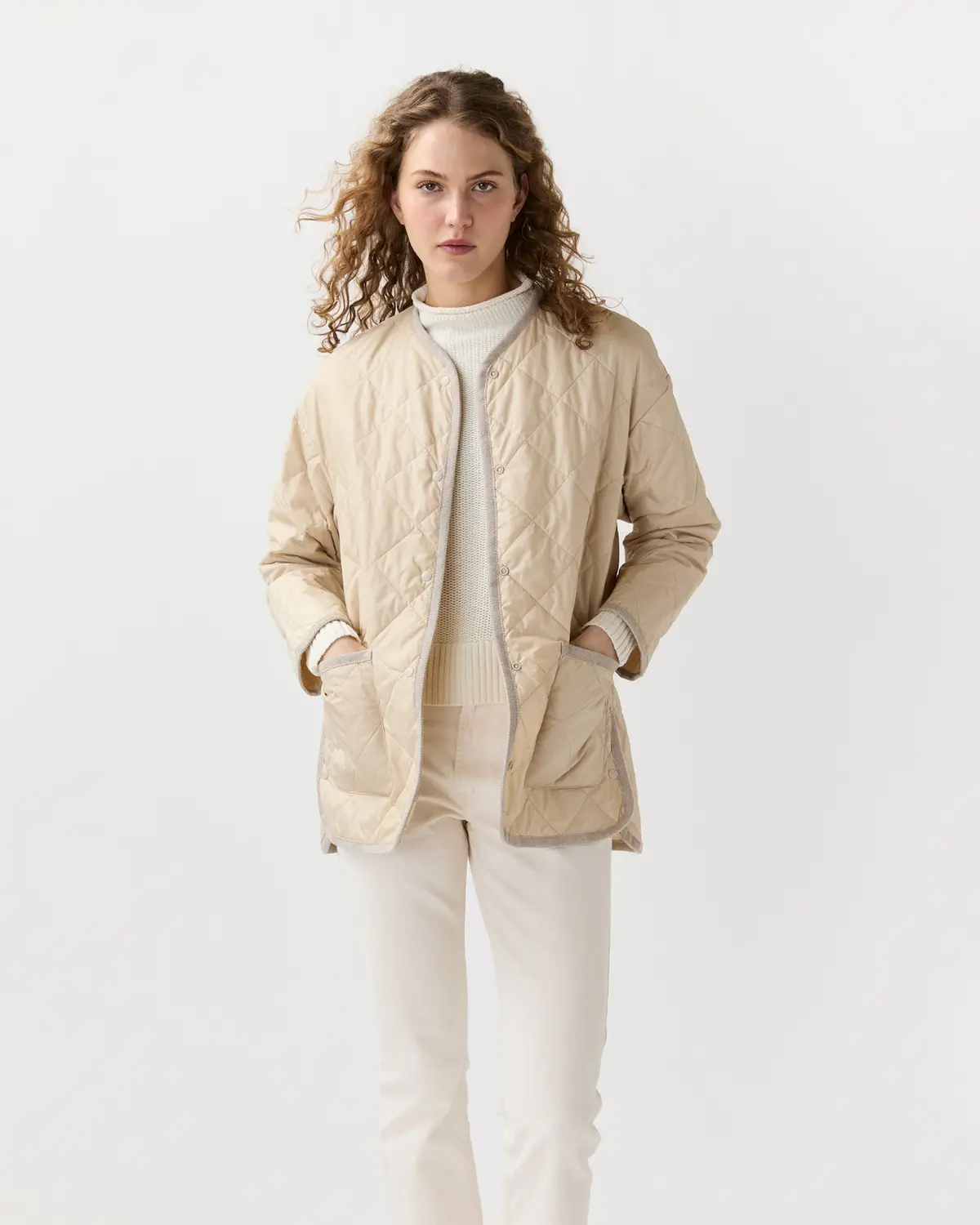 May Cashpad Jacket In Sand Nylon 1