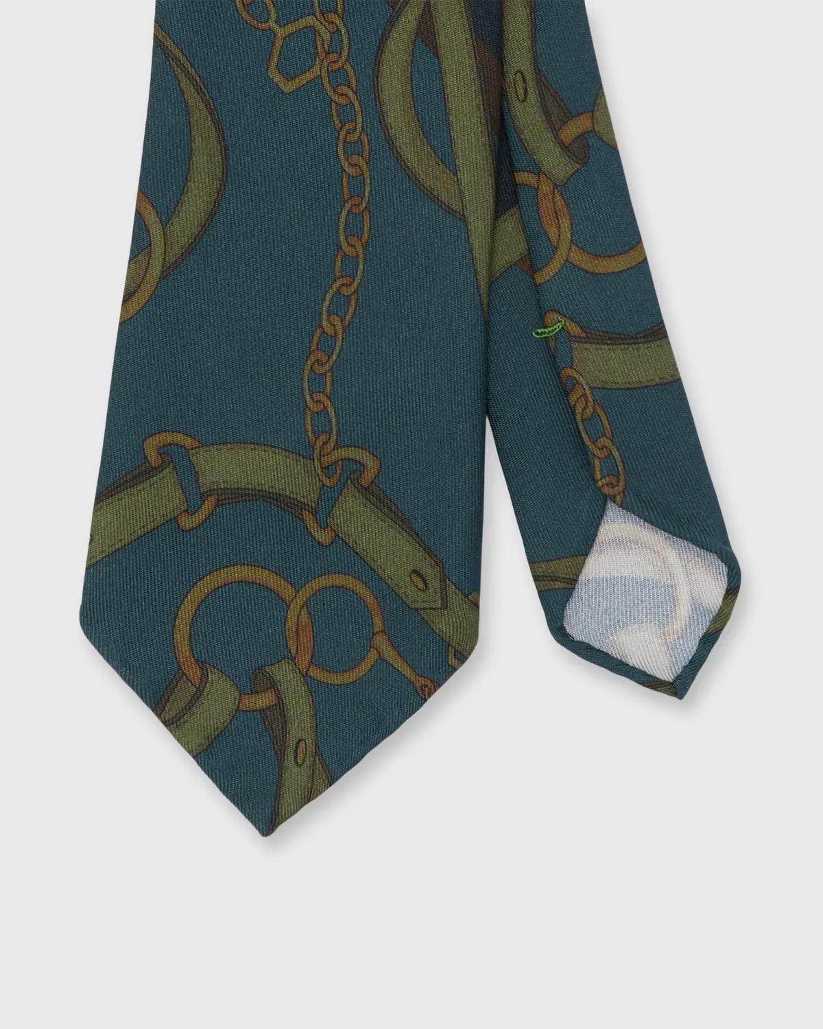 Silk Print Tie In Green/Brown Equestrian 1