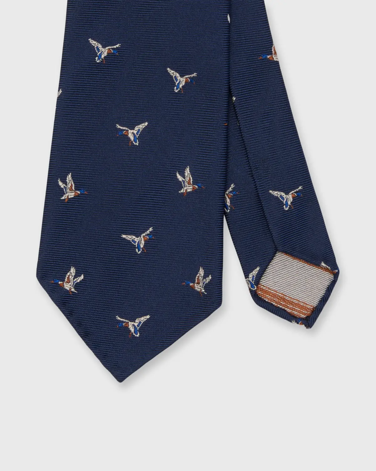 Silk Woven Tie In Navy Duck 1