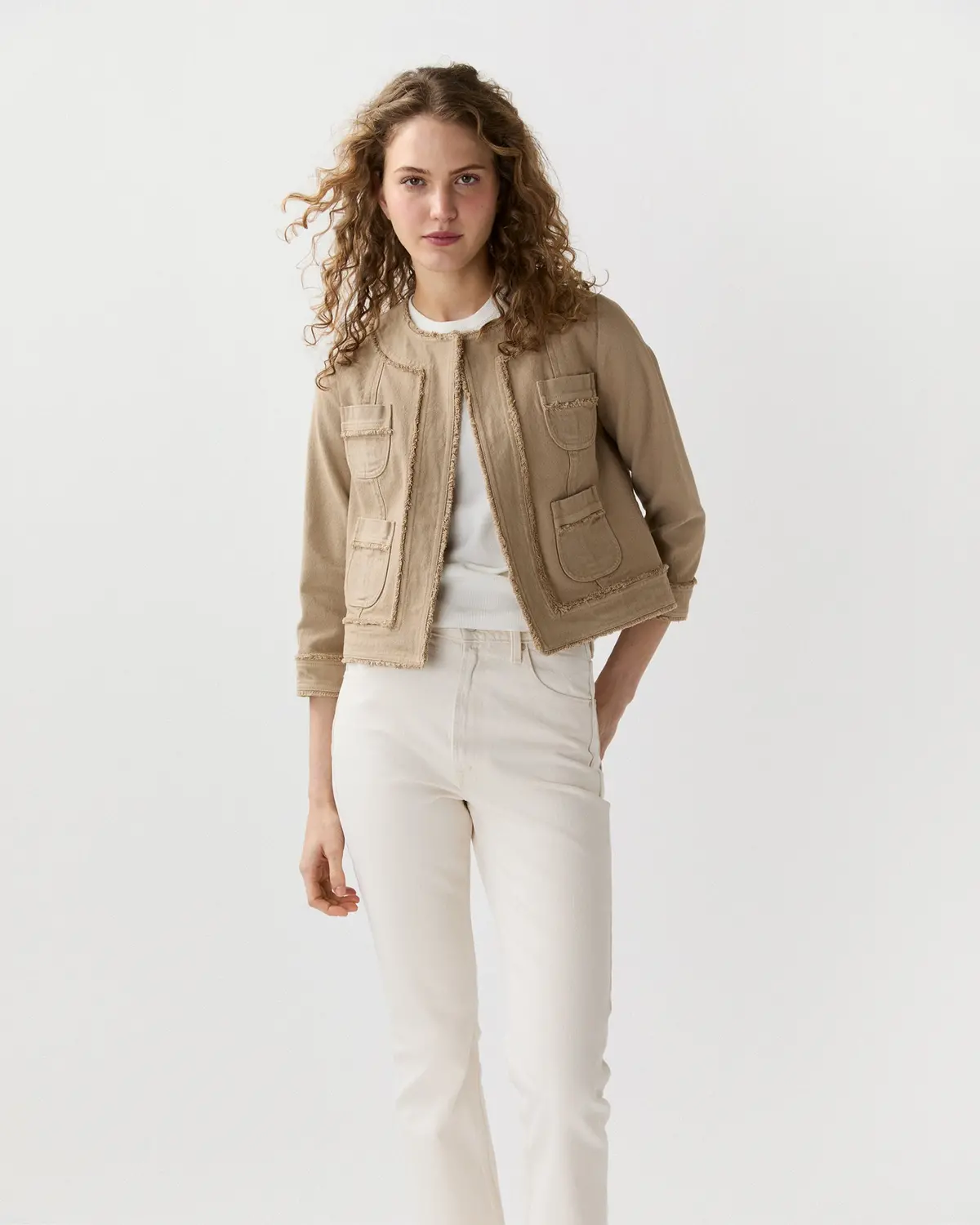 Kiki Jacket In Khaki Stretch Canvas 1