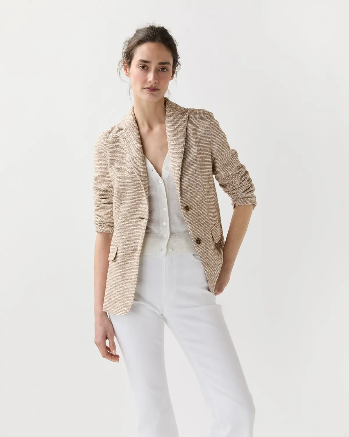 Palmer Jacket In Straw/Ivory Knit 1