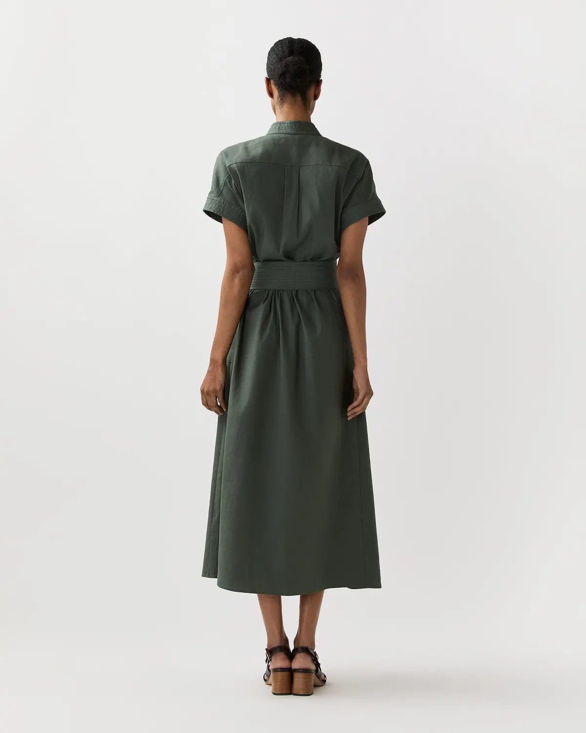 Lianna Dress In Olive Stretch Cotolino 5