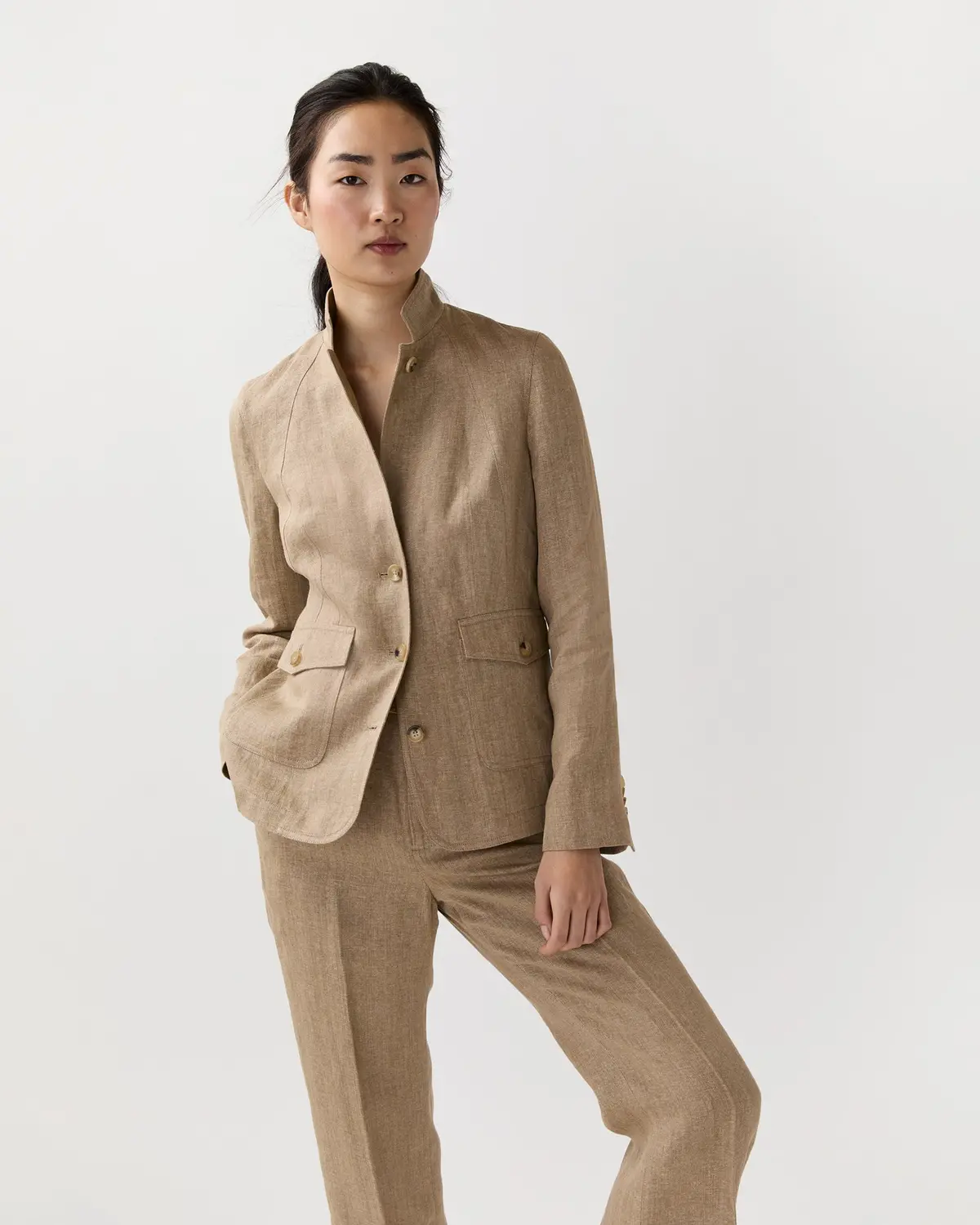 Cecile Jacket In Flax Linen Twill 1
