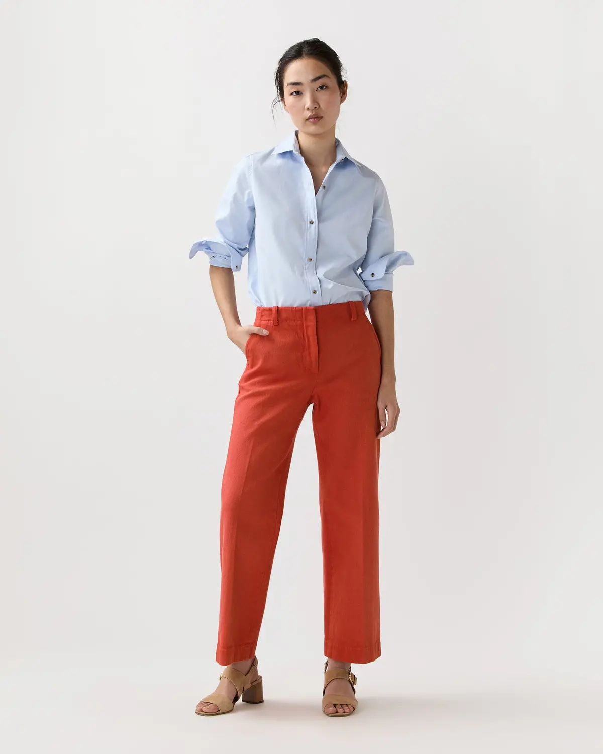 Frankie Cropped Pant In Orange Stretch Canvas 1