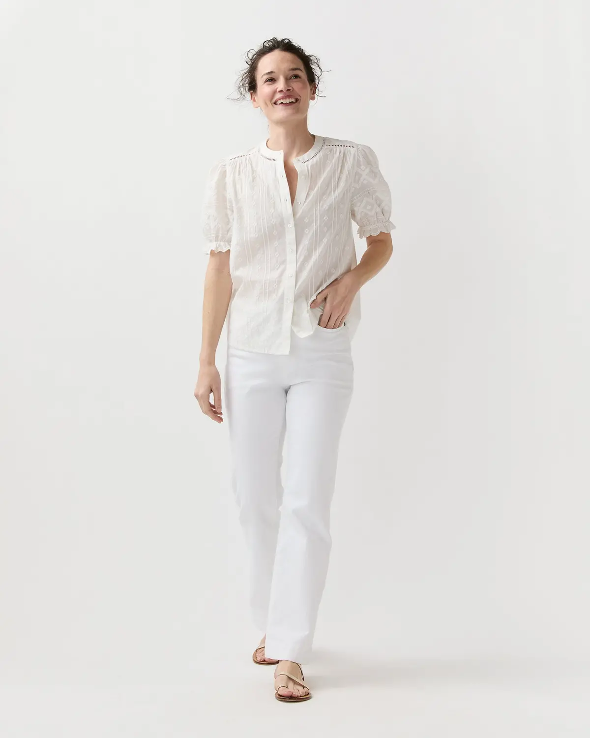 Leonie Blouse In White Embroidered Eyelet 3