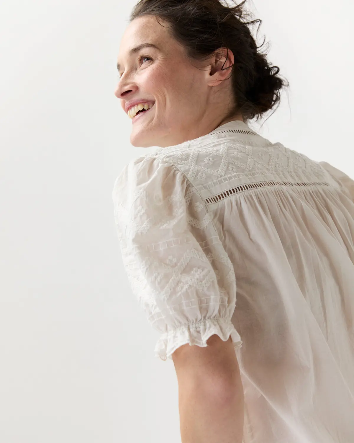 Leonie Blouse In White Embroidered Eyelet 5