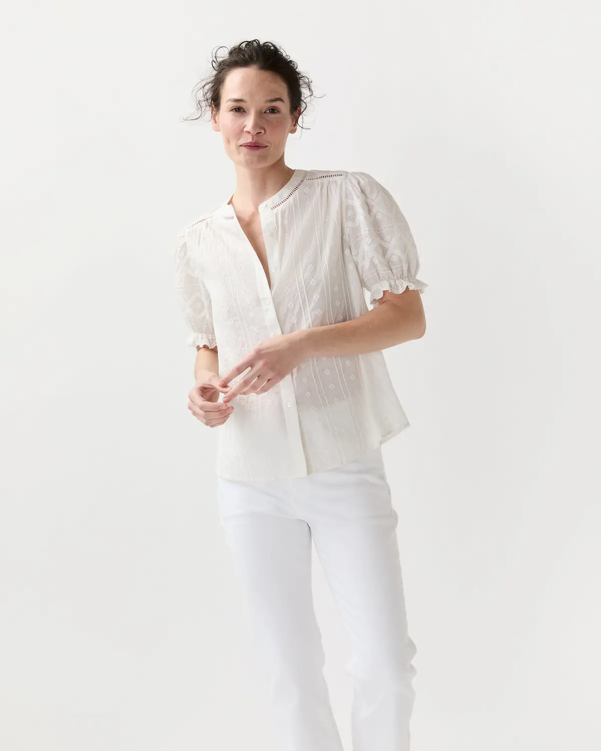 Leonie Blouse In White Embroidered Eyelet 2