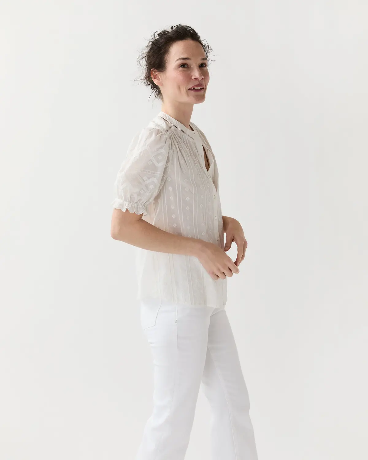 Leonie Blouse In White Embroidered Eyelet 4