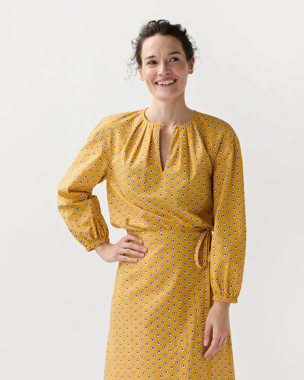Alma Blouse In Yellow Provençal Rustic Poplin 1