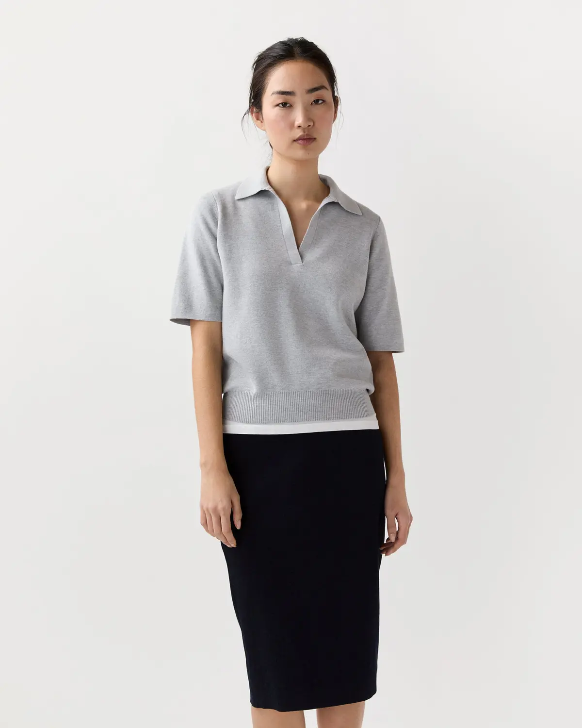 Alison Sweater In Pale Heather Grey Cotton/Silk 1