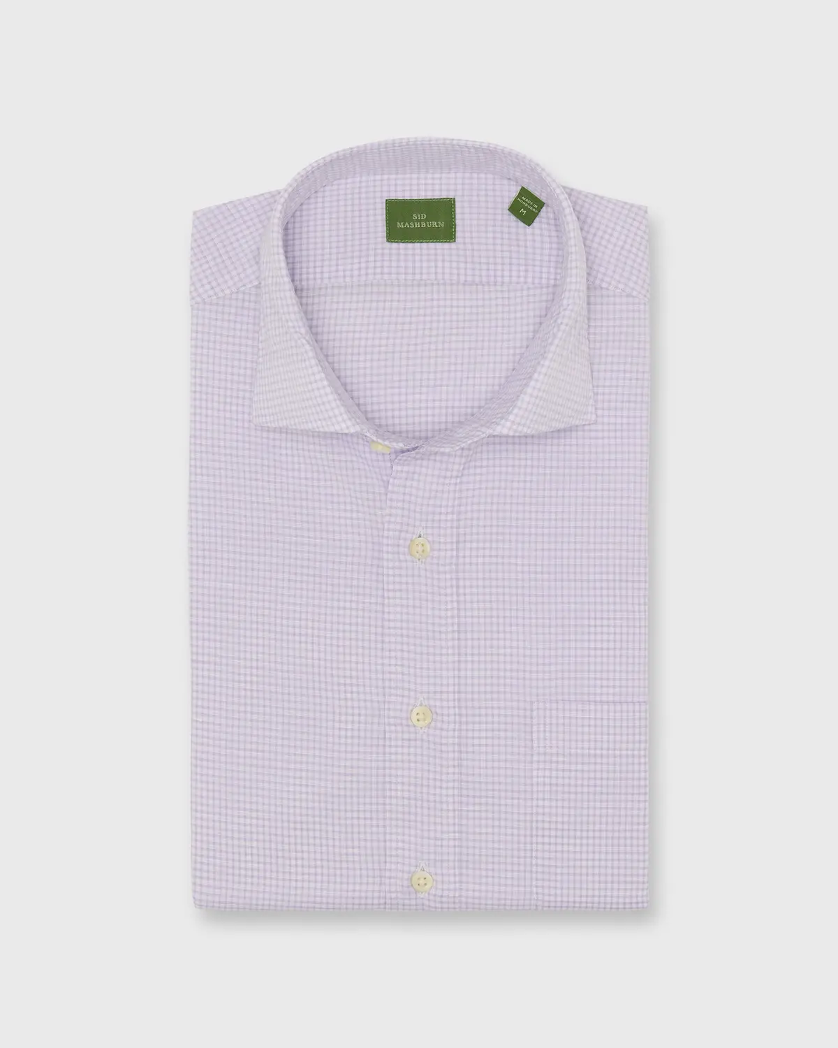 Spread Collar Sport Shirt In Lavender Graph Check Cotolino 1
