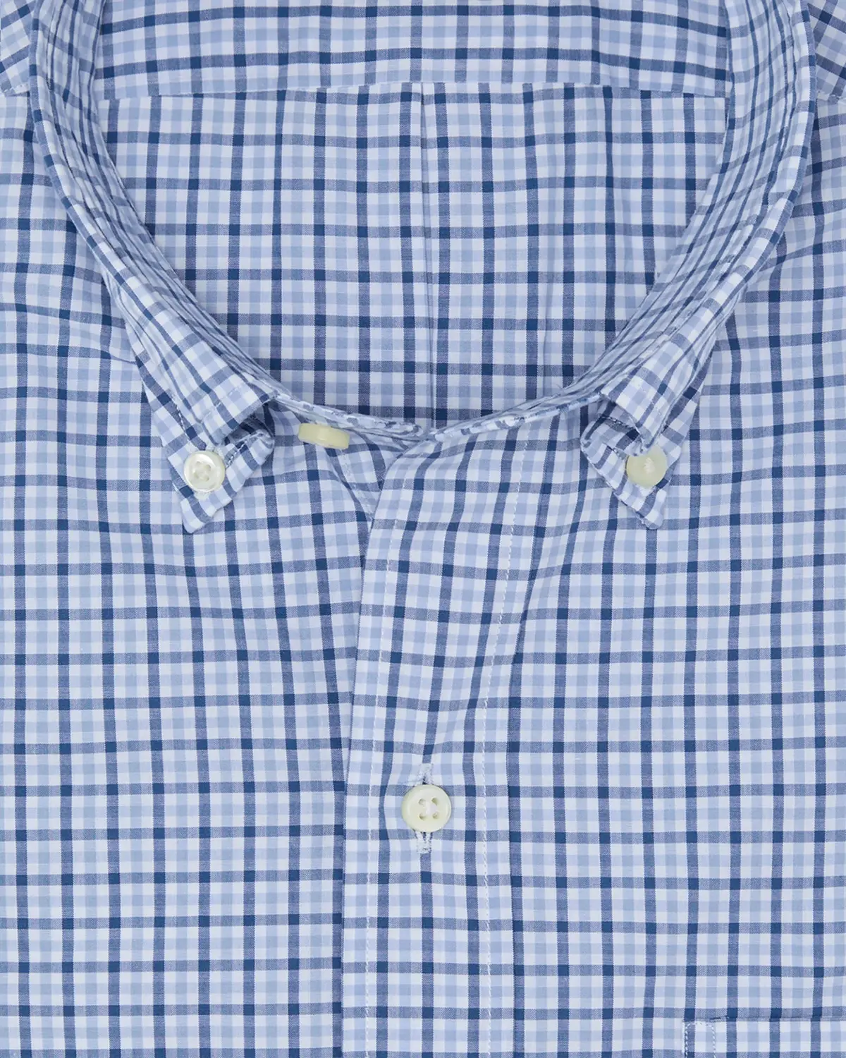 Button-Down Sport Shirt In Blue/Sky Check Poplin 4