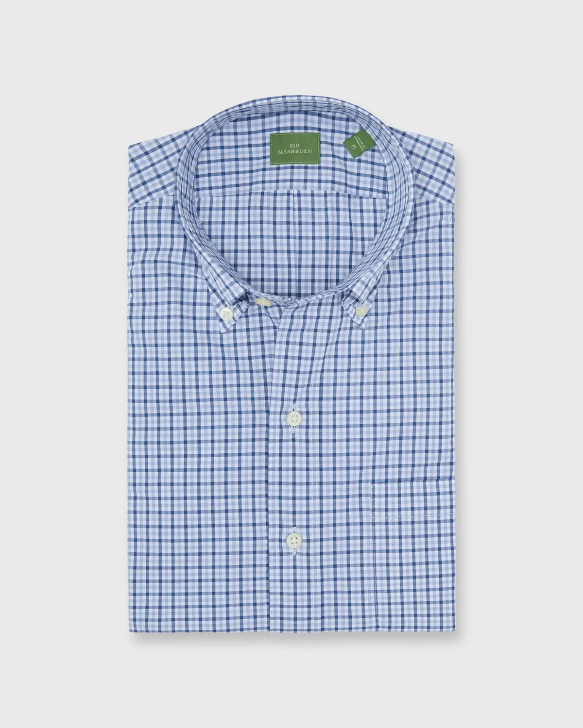 Button-Down Sport Shirt In Blue/Sky Check Poplin 1
