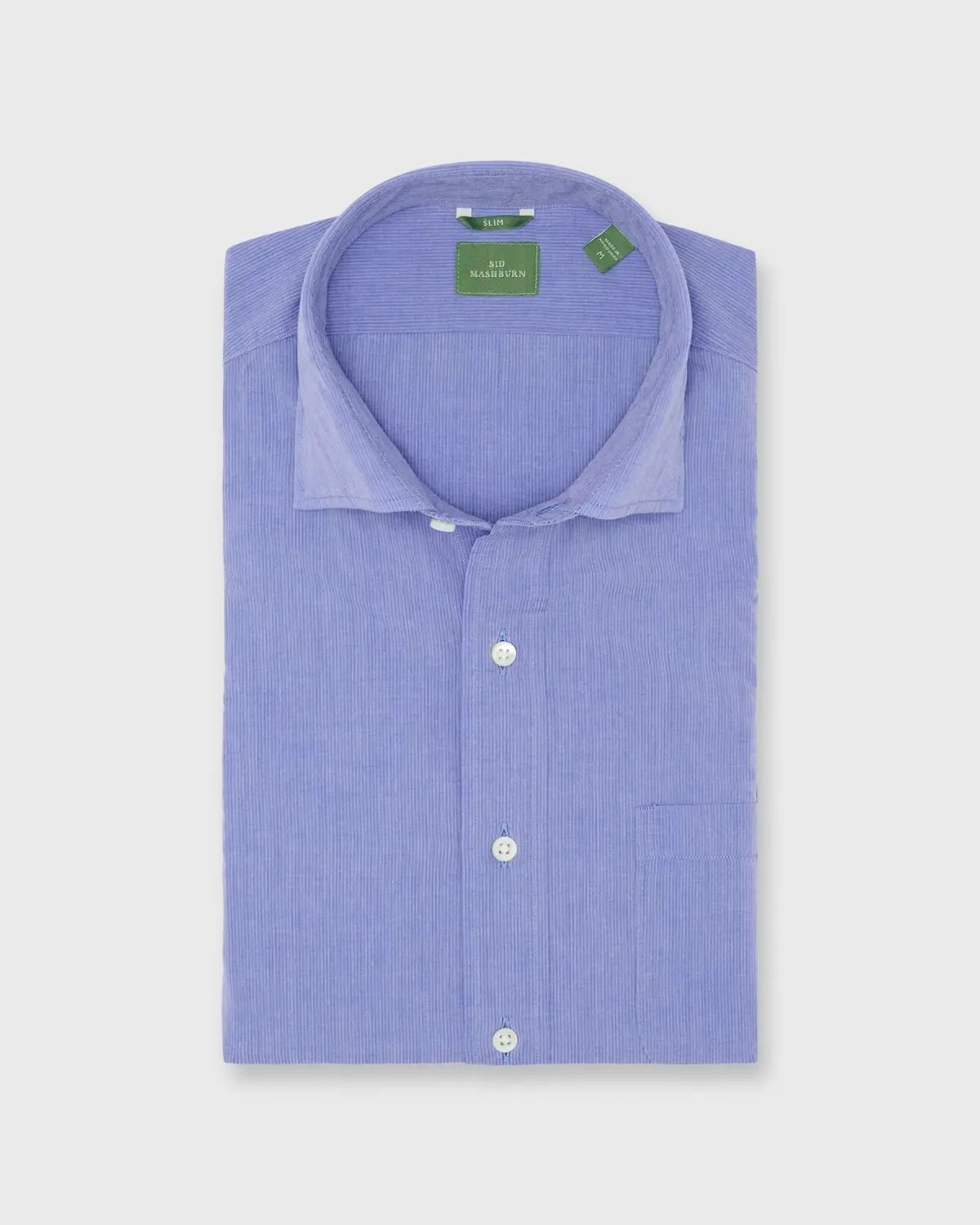 Slim-Fit Spread Collar Sport Shirt In Blue Shadow Stripe Poplin 1