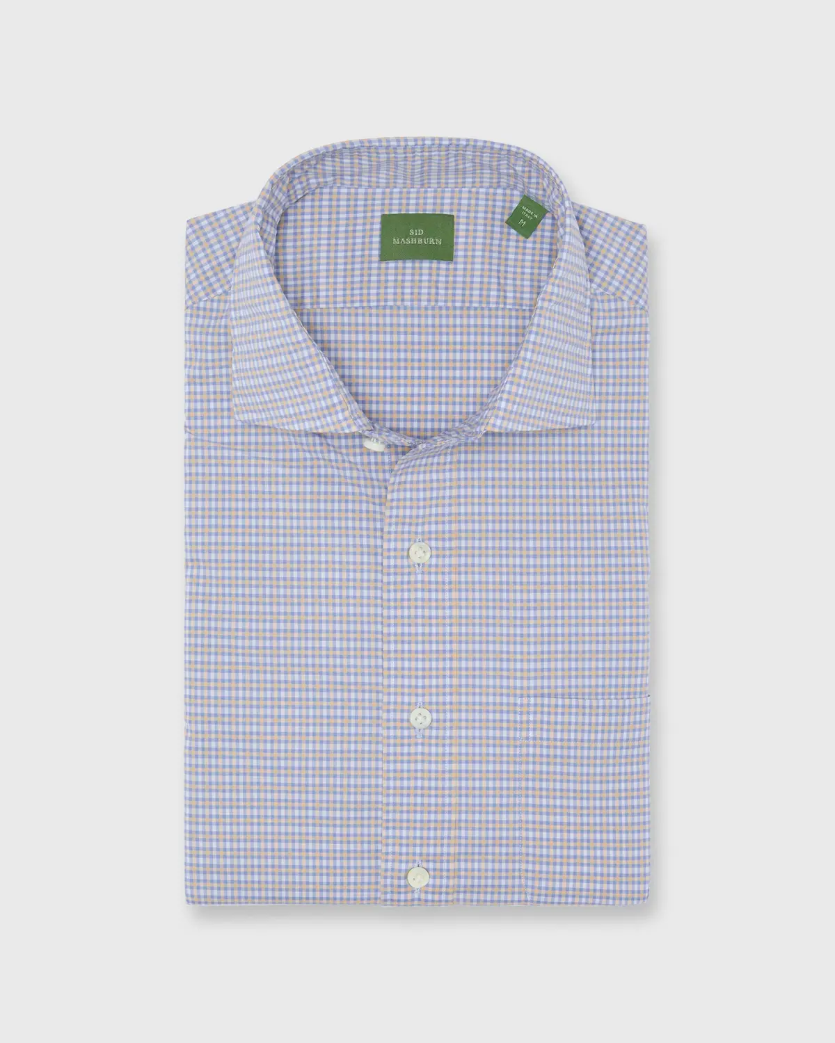 Otto Handmade Sport Shirt In Sky/Peach/White Check Poplin 1