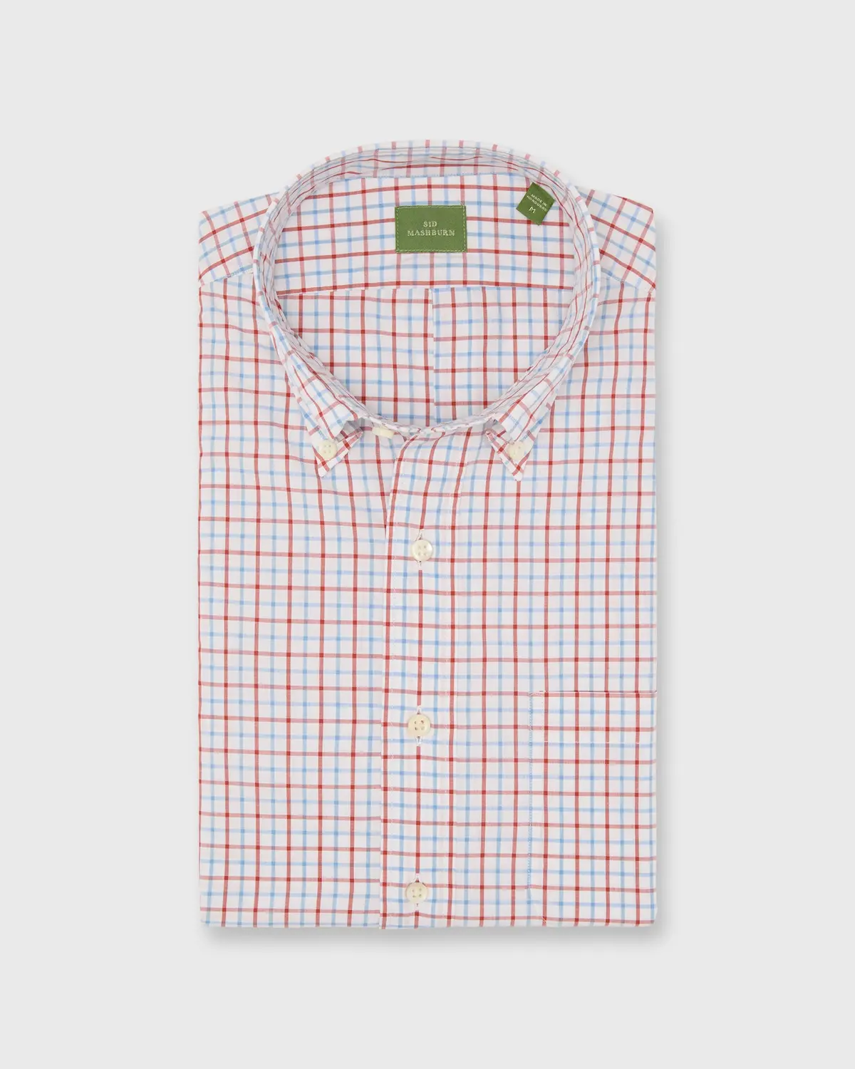 Button-Down Sport Shirt In Berry/Blue Tattersall Poplin 1