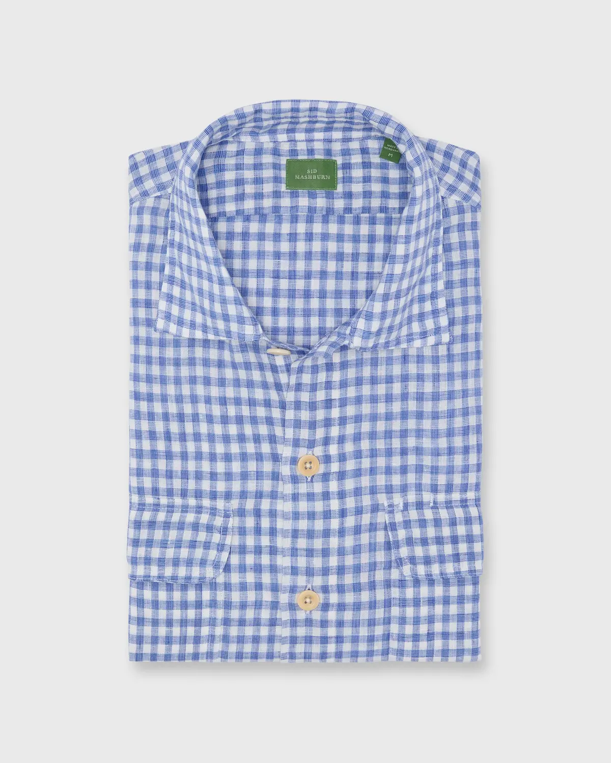 Luke Work Shirt In Peri/Bone Gingham Linen 1