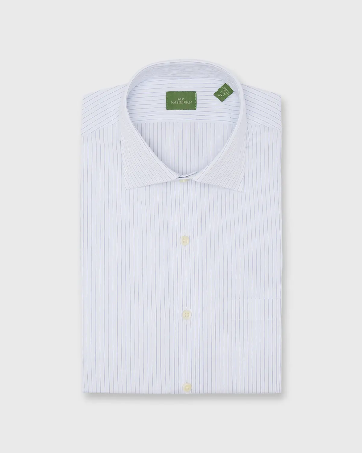 Spread Collar Dress Shirt In Blue Multi Stripe Poplin 1