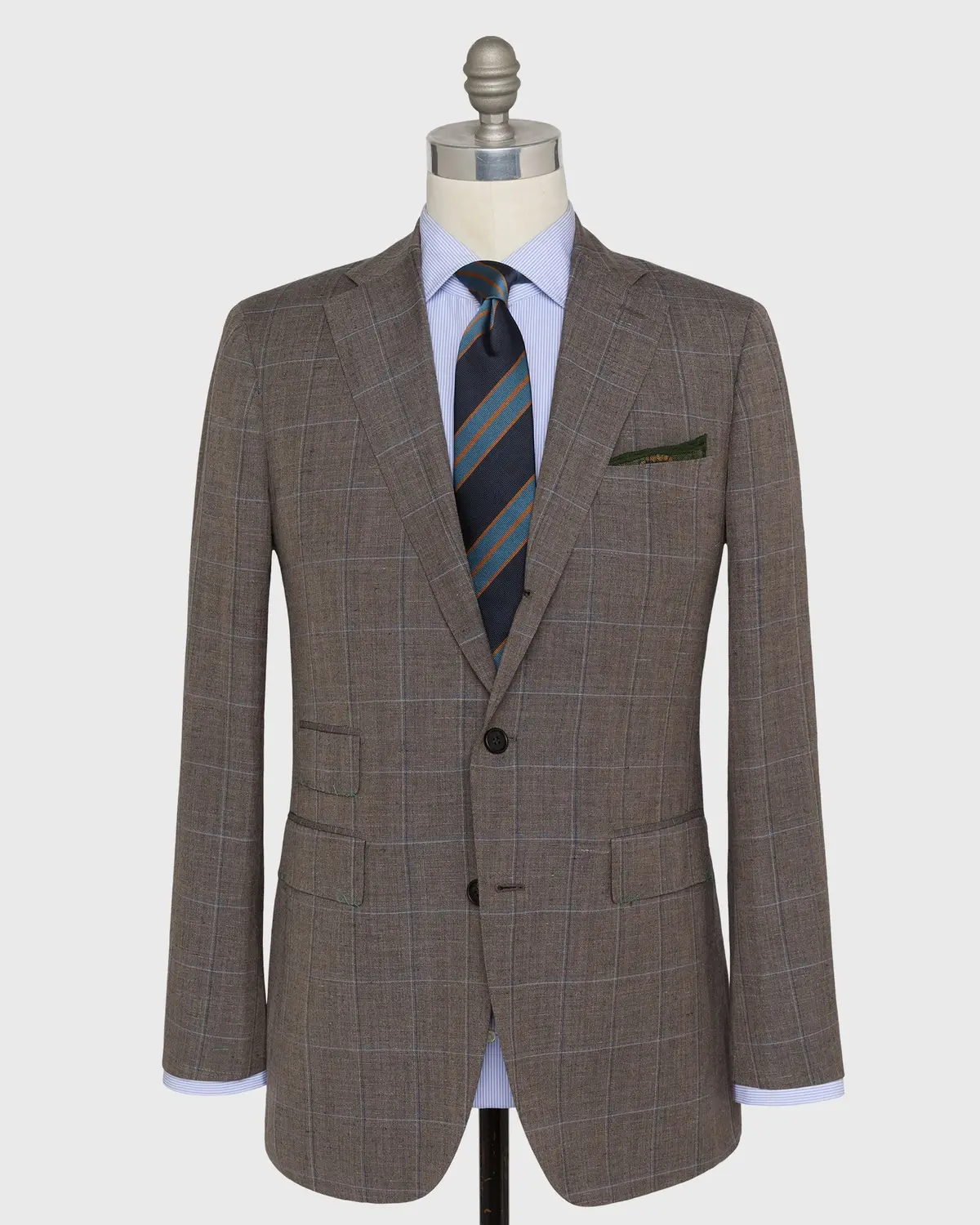 Virgil No. 3 Suit In Mocha/Blue/Bone Windowpane Plainweave 1