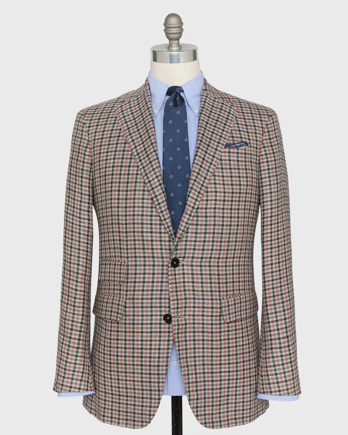 Virgil No. 2 Jacket In Oat/Blue/Pink Check Hopsack 1