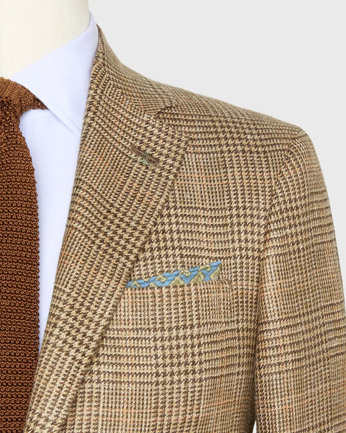 Virgil No. 4 Jacket In Wheat/Chocolate/Coral Glen Plaid Hopsack 2