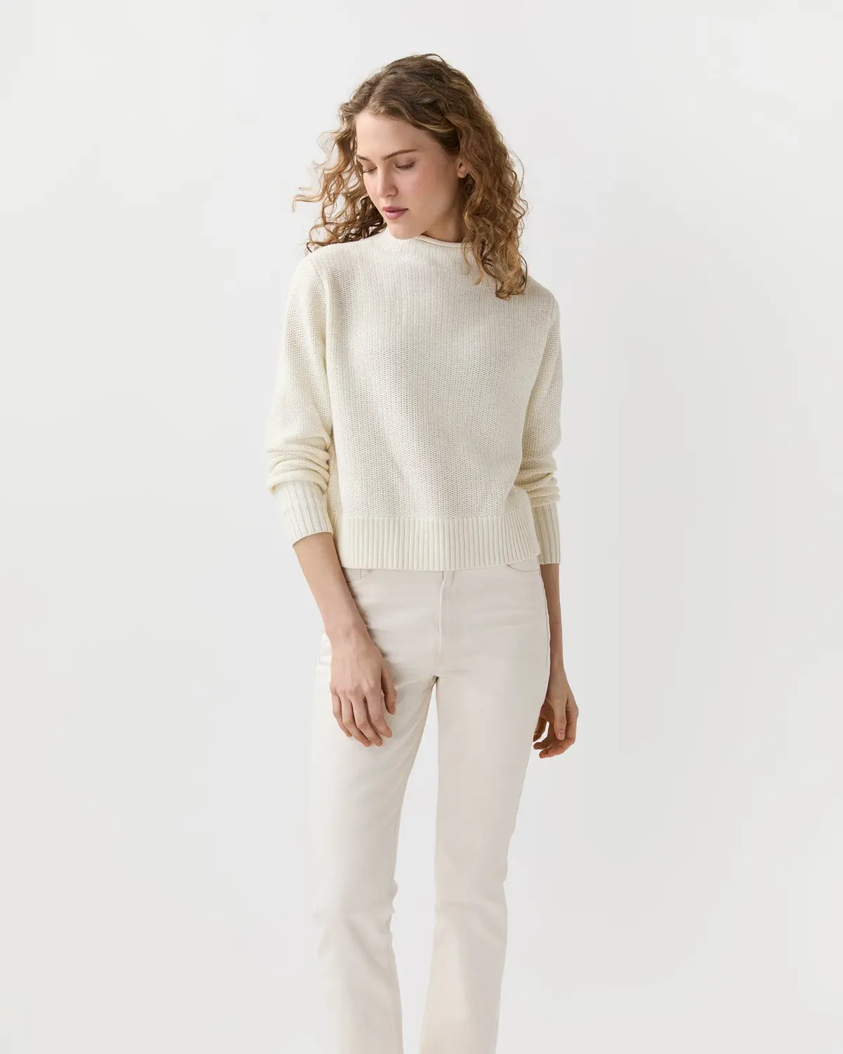 Stevie Beach Sweater In Ivory Cotton/Linen 1