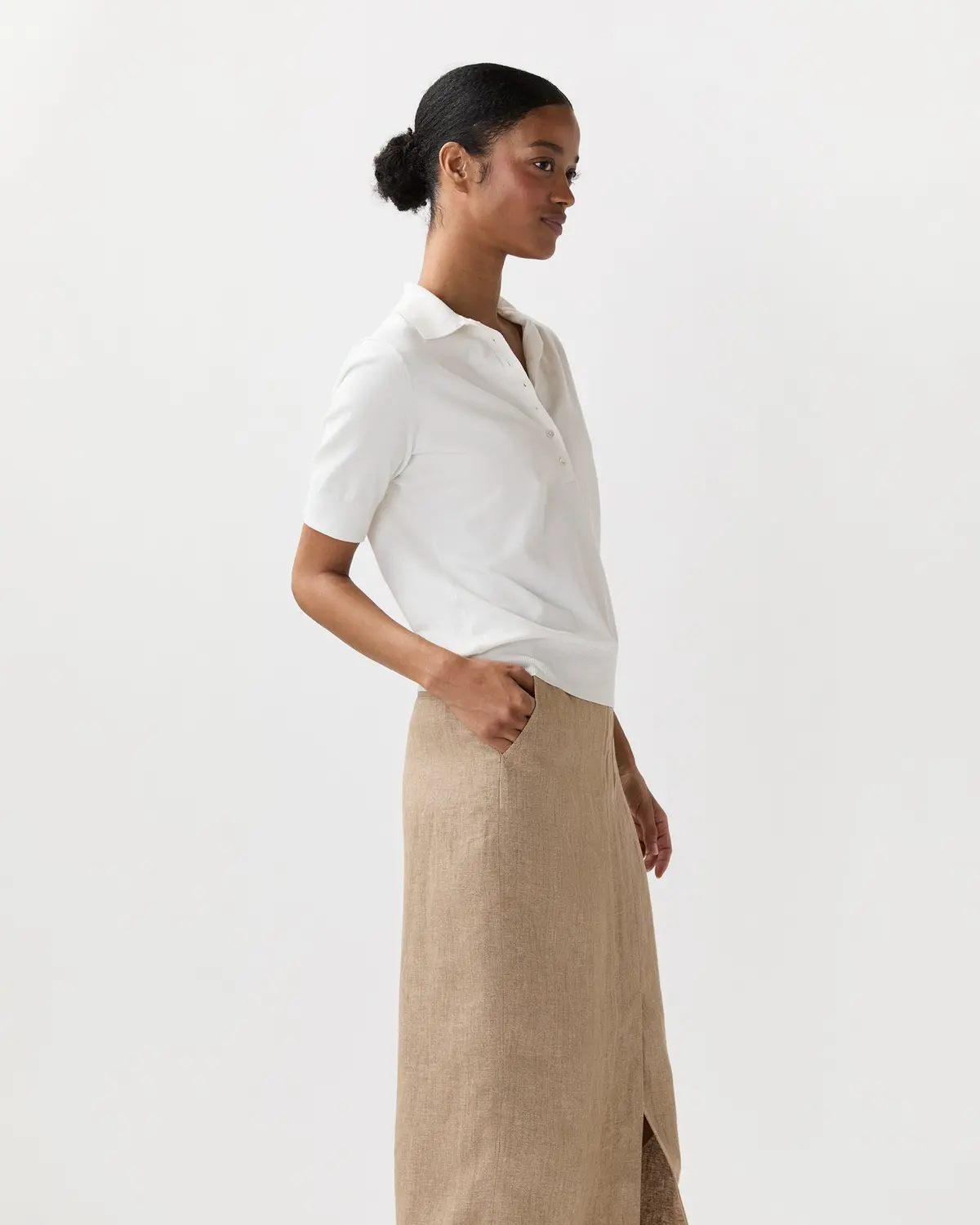 Tasha Polo In Chalk Ice Cotton 5