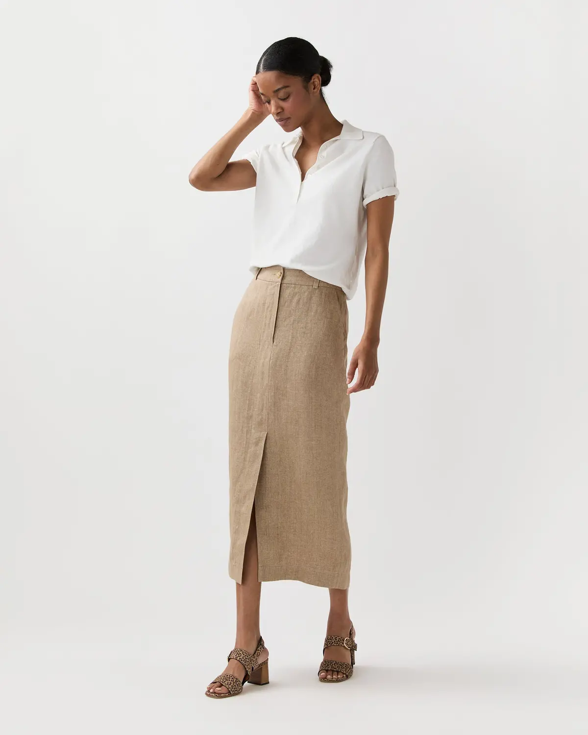 Tyler Skirt In Flax Linen Twill 1