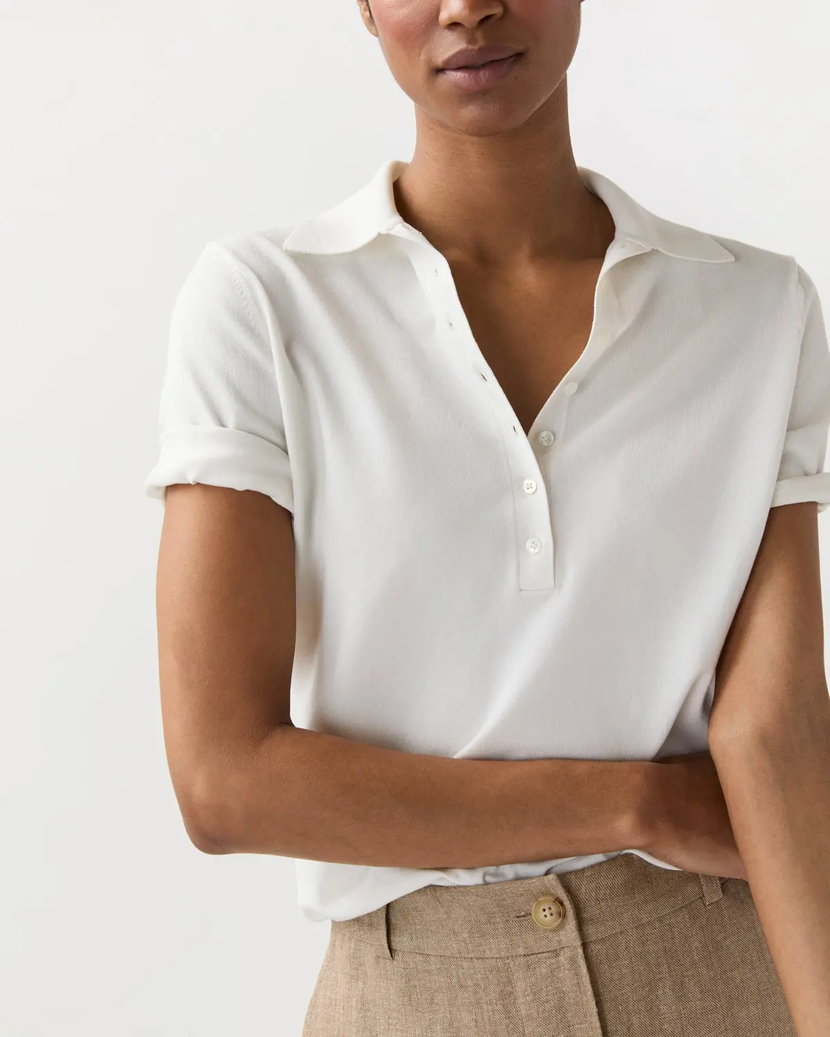 Tasha Polo In Chalk Ice Cotton 2