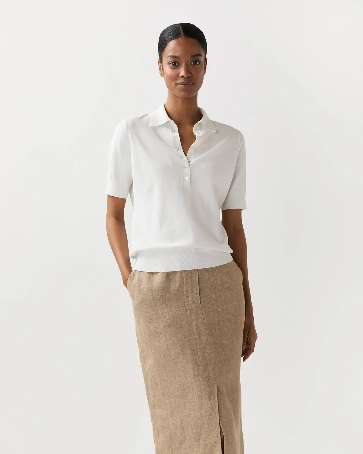 Tasha Polo In Chalk Ice Cotton 4