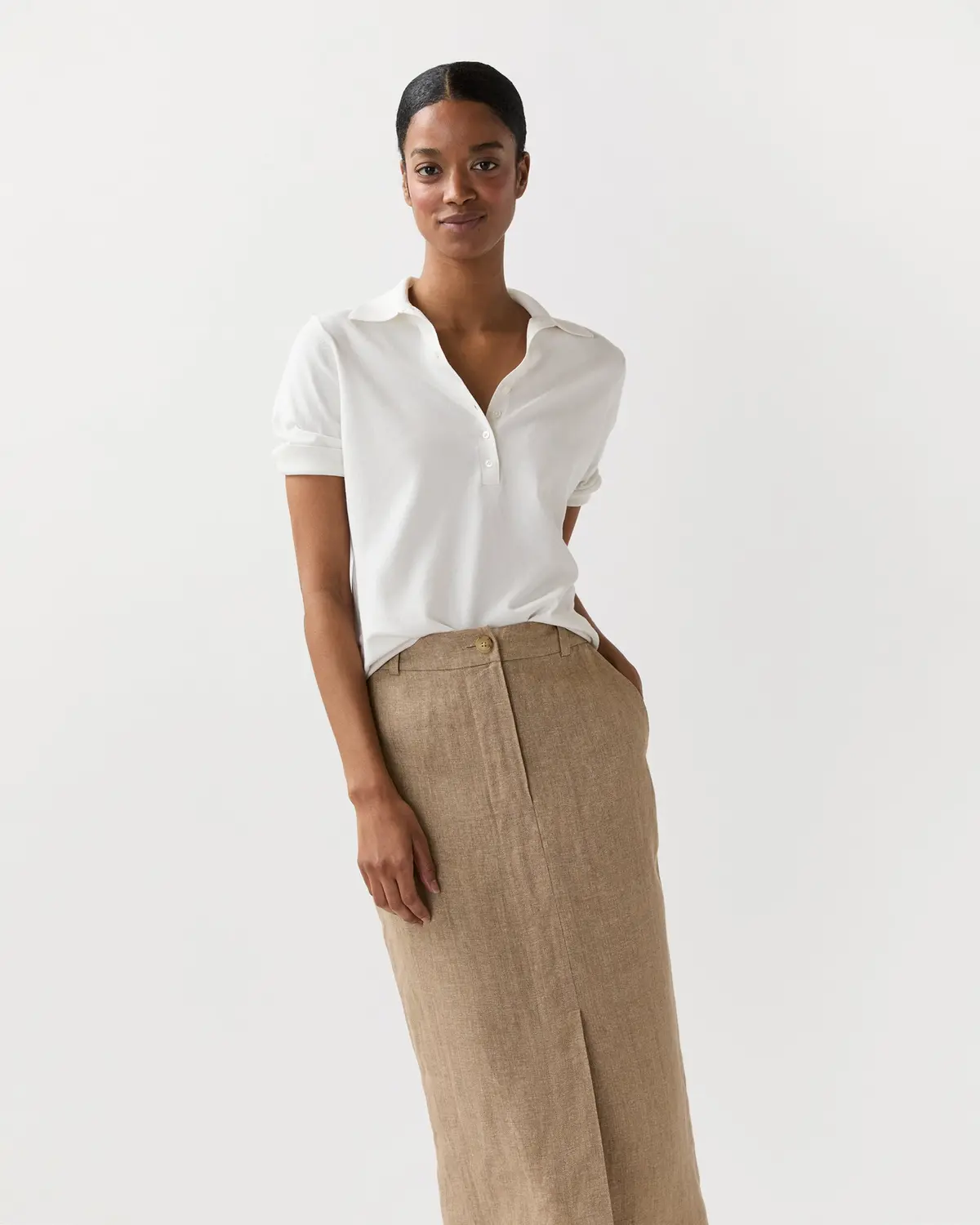 Tasha Polo In Chalk Ice Cotton 1