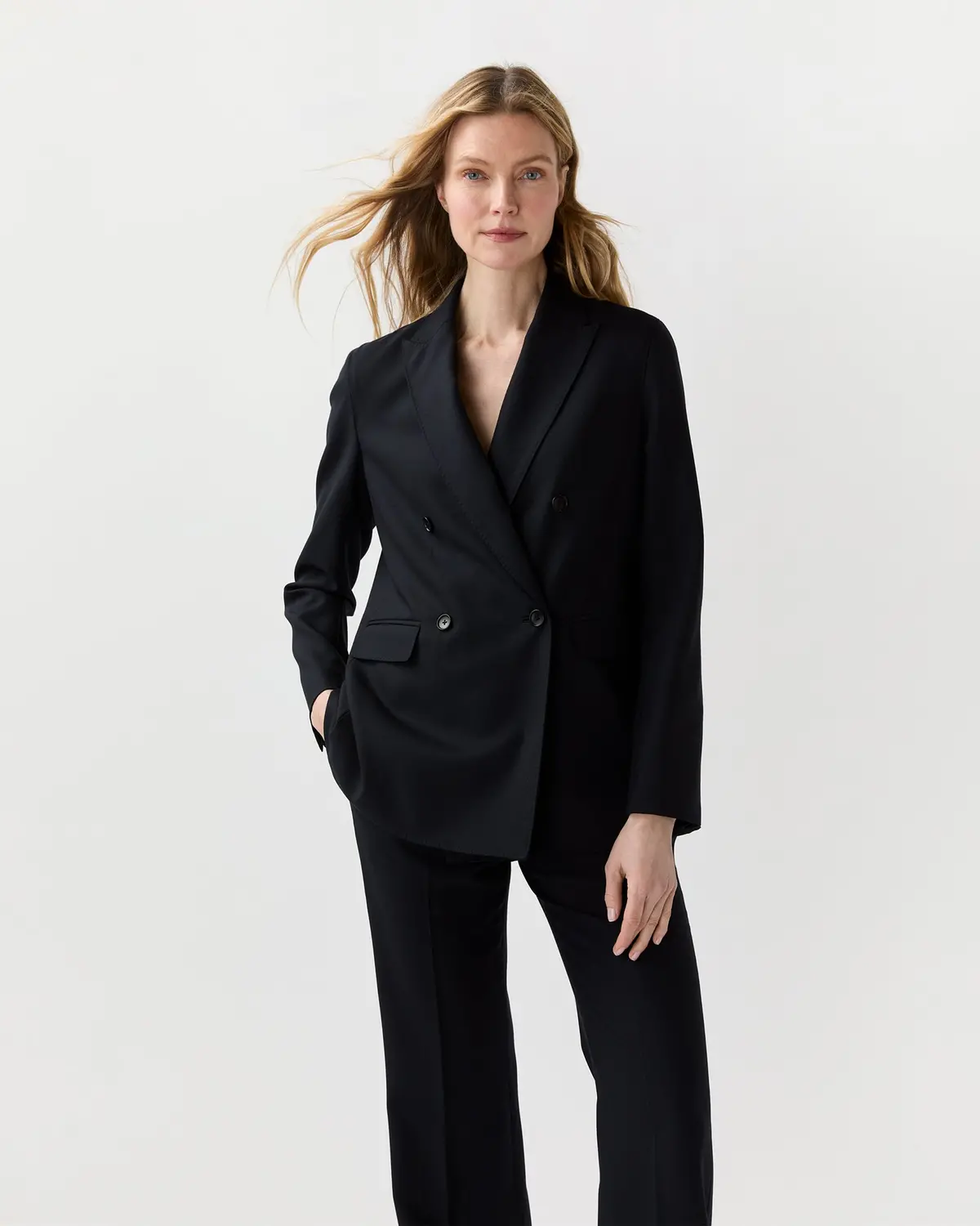 Concetta Jacket In Navy 3-Ply Plainweave 1