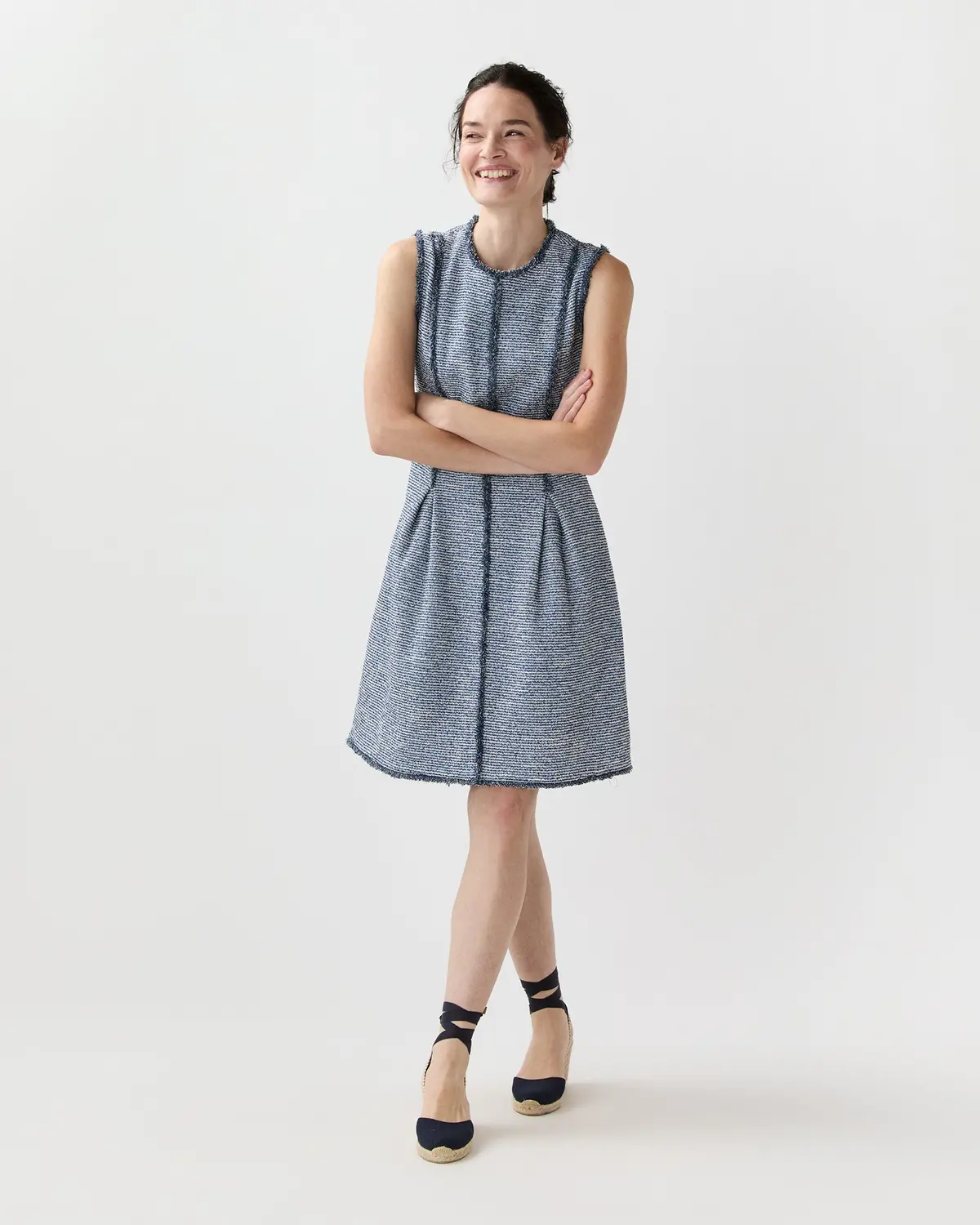 Blythe Dress In Blue/Multi Bouclé Knit 1