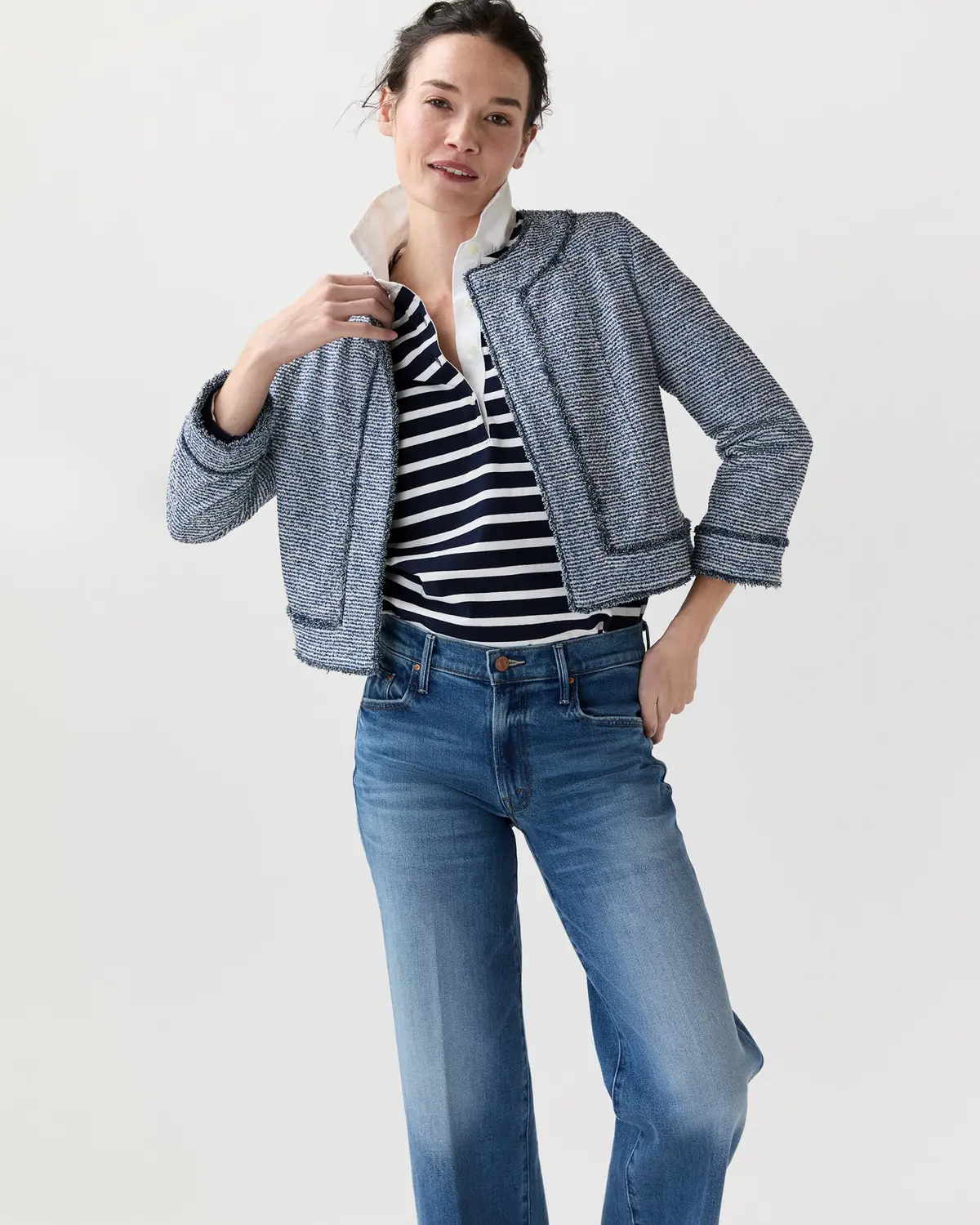 Kitsy Jacket In Blue/Multi Bouclé Knit 1