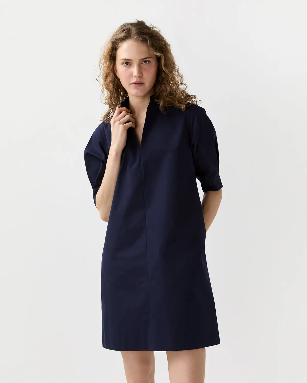 Violetta Dress In Navy Poplin 1