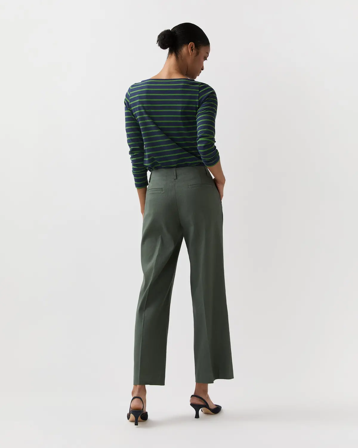 Frankie Cropped Pant In Olive Stretch Cotolino 6