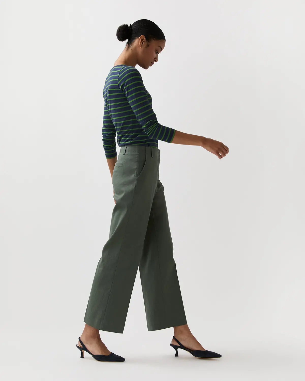 Frankie Cropped Pant In Olive Stretch Cotolino 5