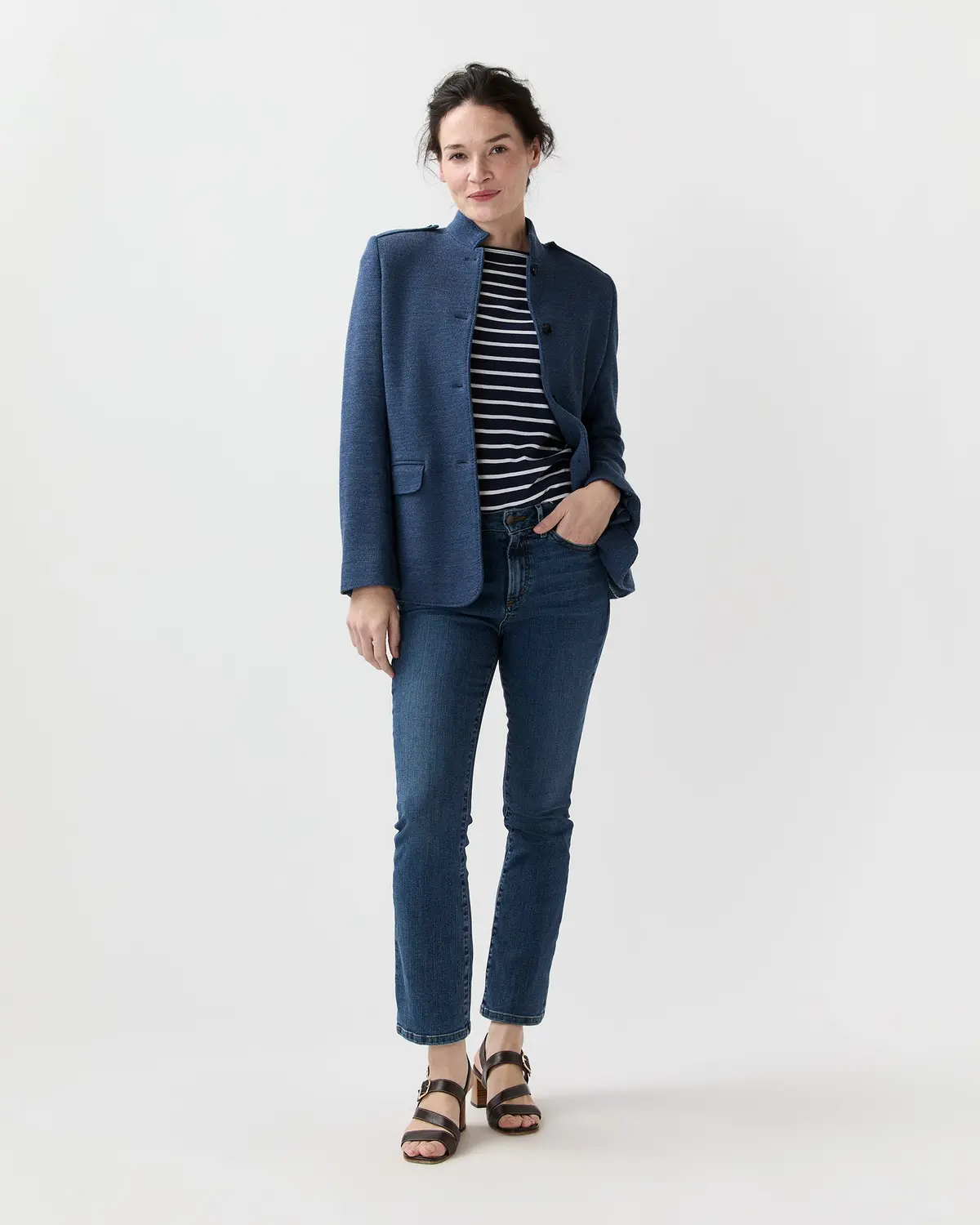 Marguerite Jacket In Airforce Blue Knit 1