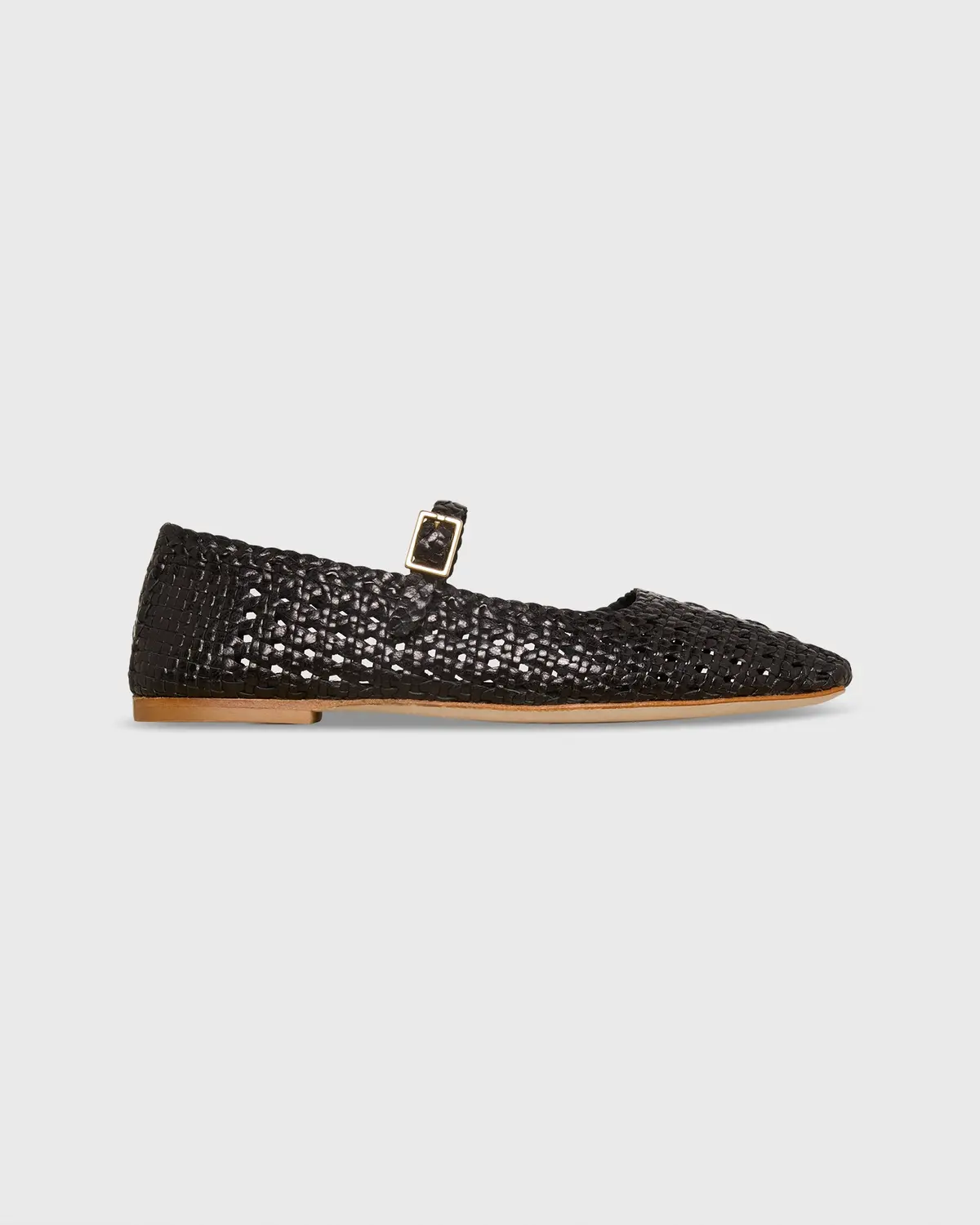 Handwoven Mary Jane In Black Woven Leather 1