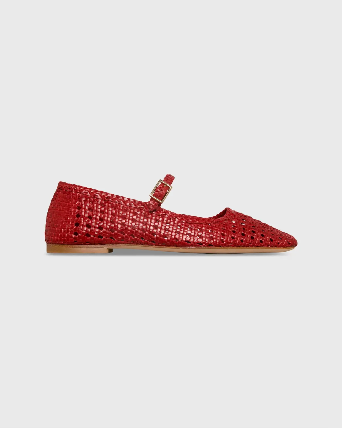 Handwoven Mary Jane In Red Woven Leather 1