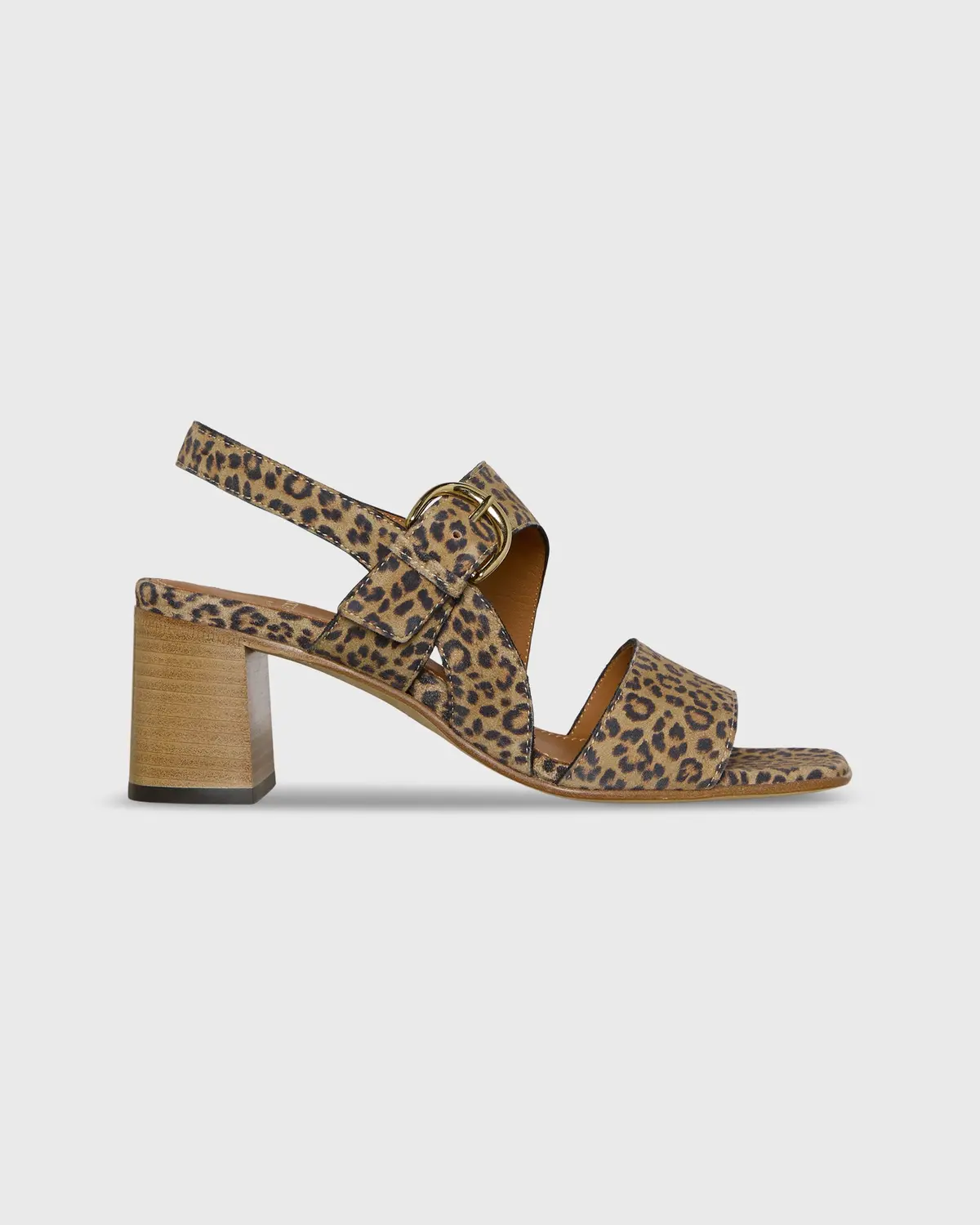 Double-Strap Block Heel In Animal Printed Suede 1