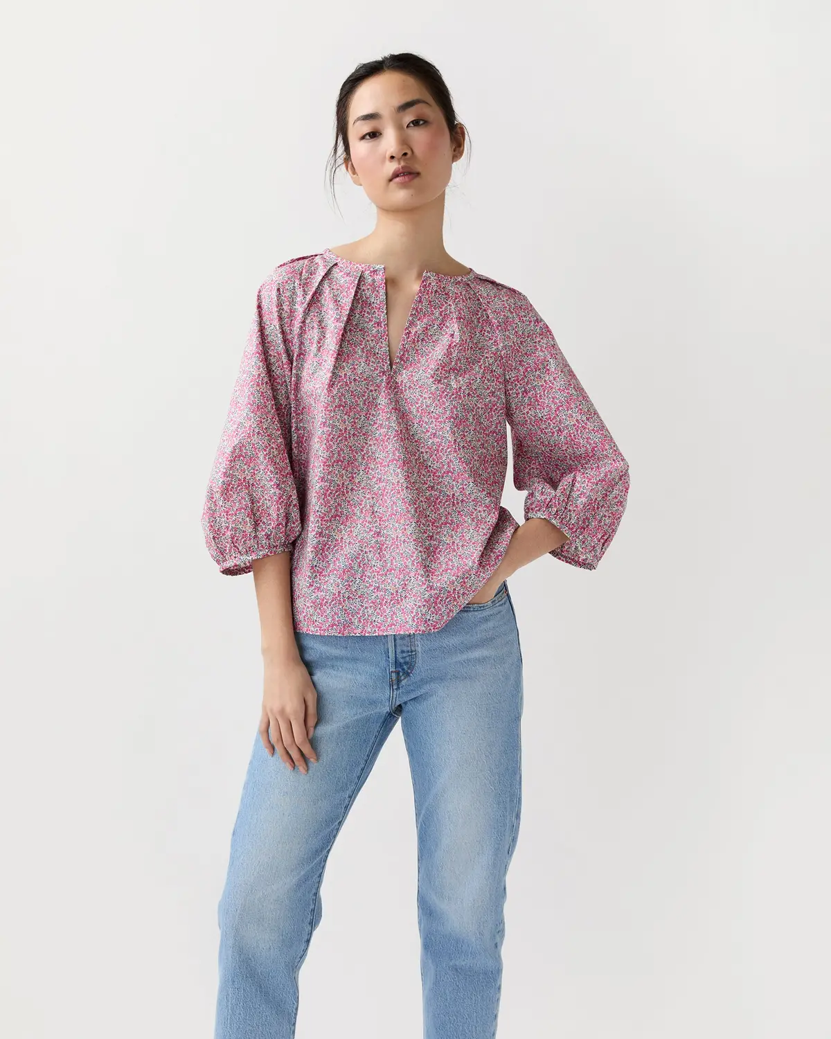 Victoria Blouse In Pink Wiltshire Bud Liberty Fabric 1