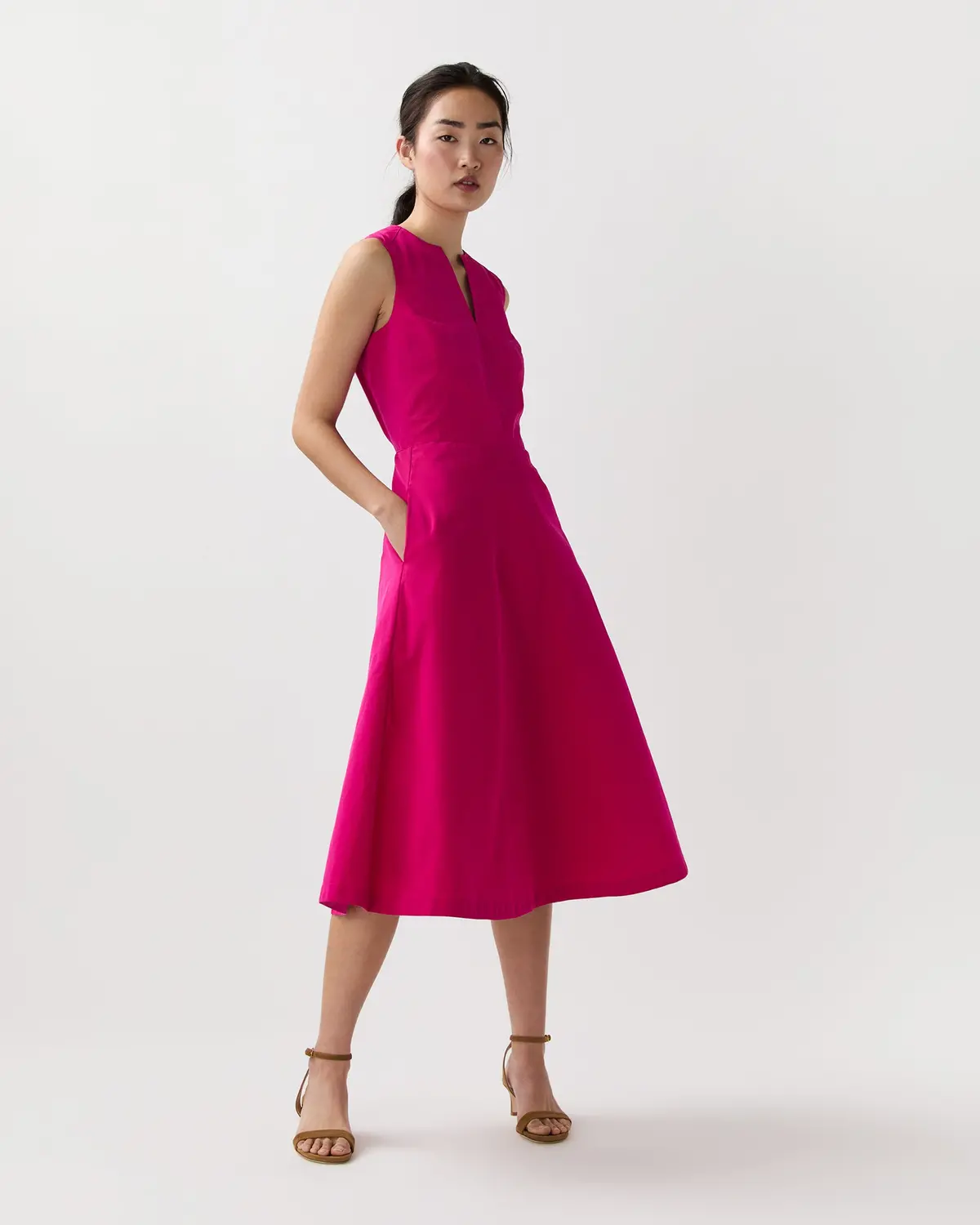 Amanda Dress In Pink Nylon Faille 1