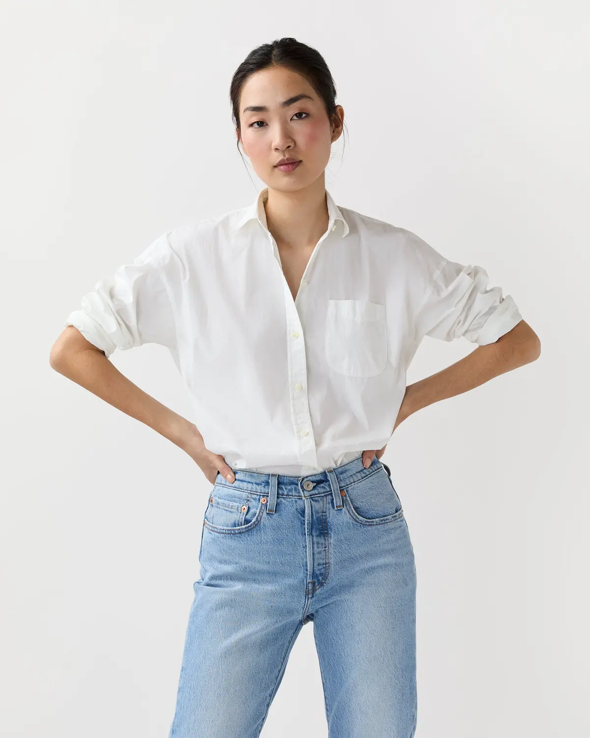 Weekender Shirt In White Cotton/Nylon Poplin 1
