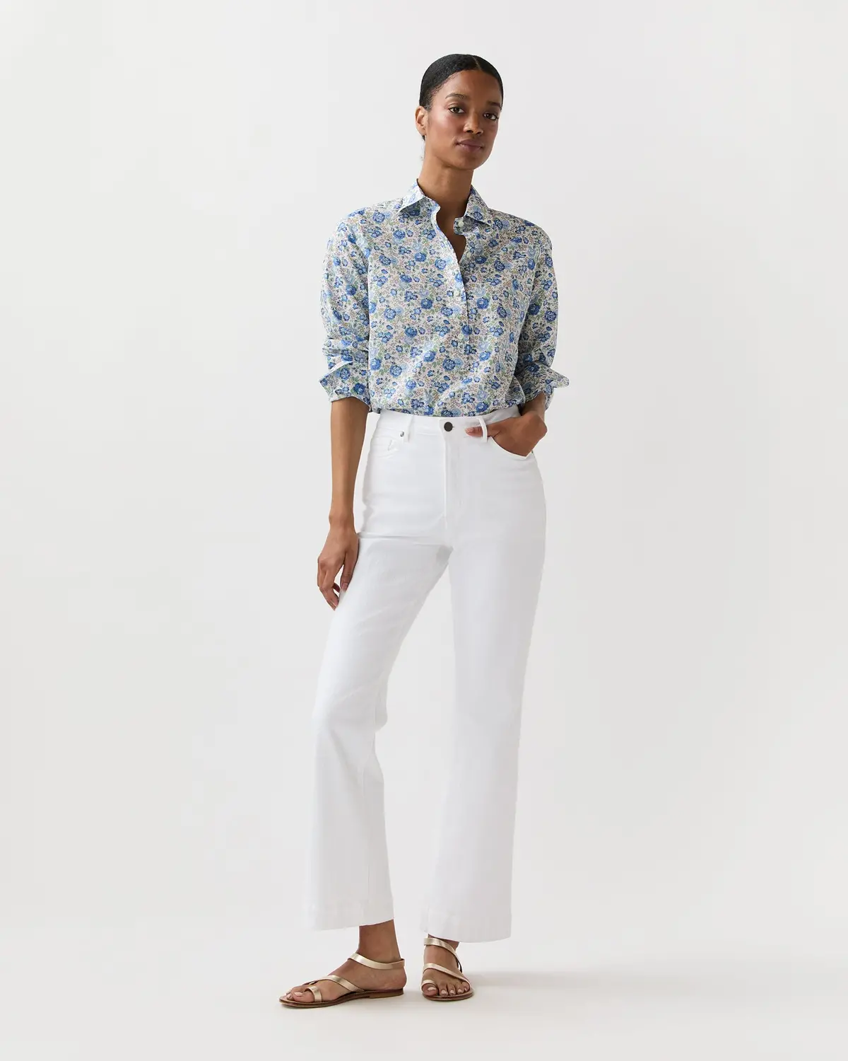 Tomboy Popover Shirt In Blue/Multi Felicite Liberty Fabric 3