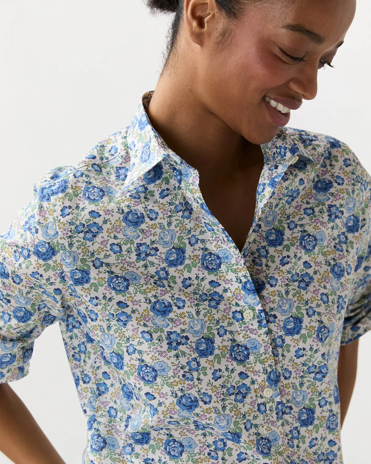 Tomboy Popover Shirt In Blue/Multi Felicite Liberty Fabric 2